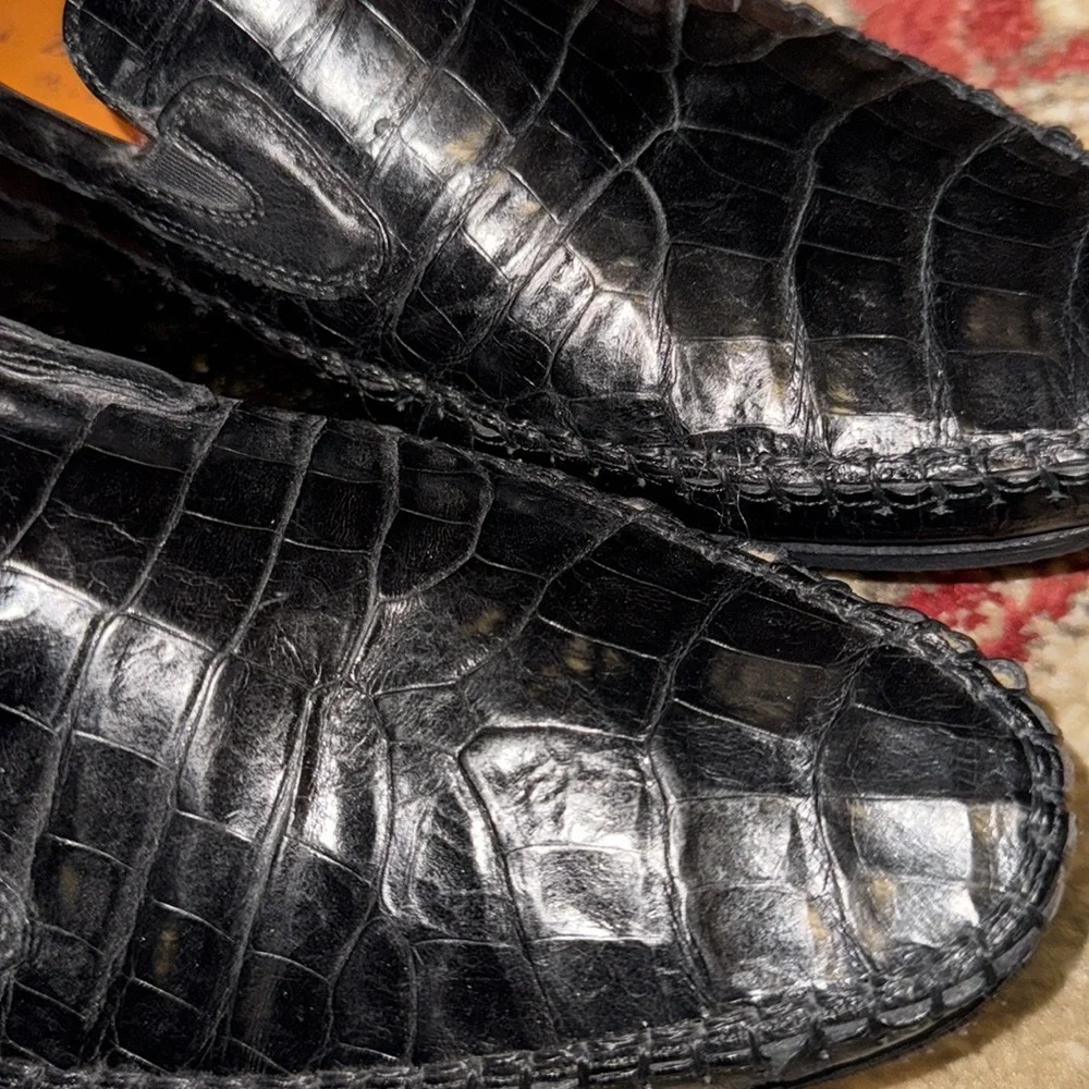 Mezlan Morellino Crocodile Loafers Black EUC 8.5